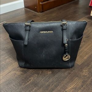 Michael Kors Black Handbag with Gold Accents